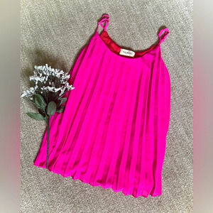 The Nines NWT Pleated Hot Pink/Red Cami Tank Top - XS